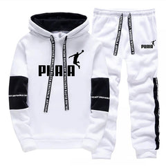 Printed Casual Tracksuit Hoodie Set