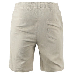 Men's Cotton Linen Short Pants Lightweight Hawaiian Summer Shorts Men Breathable Solid Color Casual Short Trousers