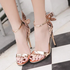 Fashion Women's High Heels Bow Women Sandals Patent Leather Open Toe Party Shoes Buckle Ultra High Heels Women Shoes New Zapatos