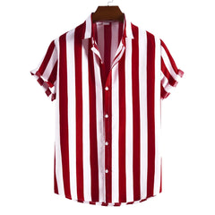 Striped Hawaiian Casual Shirt Men