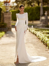 Modern Satin Scoop Neck Wedding Gown