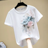 Korean Style Embroidered Summer Tee