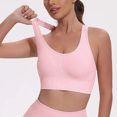 Beautiful Back Sports Bras For Women Seamless Adjustable Strap Shockproof Elastic Fitness Athletic Brassiere Slim Yoga Top