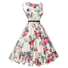 Women Dress Vintage Robe Audrey Hepburn Rockabilly Retro Sleeveless Print Party dresses Summer Vestidos