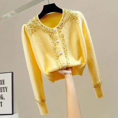 Slim O-Neck Knit Cardigan Sweater
