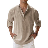 Lightweight Cotton Henley Shirt Men