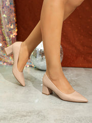 Women Chunky Heel Pointed Toe Pumps