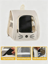 Breathable Oxford Pet Cat Carrier Backpack for Small Dogs, Portable Transparent Travel Outdoor Bag with Side Mesh Pockets, Airy