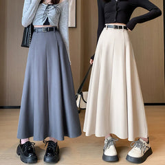 Elegant Skirts for Women Korean Style Long Skirt Female Black Pleated Midi Skirt Women's Clothing Office Lady Skirts Outfits New