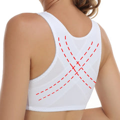 Woman’s Backless Sports Bras Non-Wired Thin Version Lace Minimizer Front Closure Full Bust Bra S-6XL
