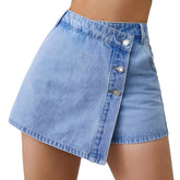 Trendy Asymmetric High Waist Denim Shorts