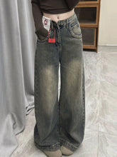 Draped Trailing Straight Leg Jeans