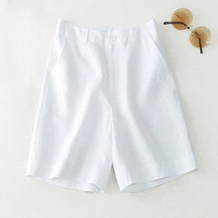 Women's Shorts Linen Half Knee Length Mid Wide Female Short Pants Bermuda Offer Aesthetic Hot Streetwear Korean Style For Summer
