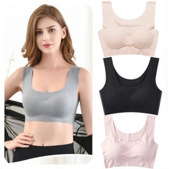 Wire-Free Sports Bra Seamless Ice Silk Small Chest Push-up Bra Prevent Sagging Thin Back Beauty Large Size Bra