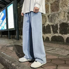 Men's Jeans Korean Version Student Casual Pants High Street Straight Loose Wide Leg Jeans Black Grey Blue Baggy Jeans