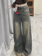 Vintage Wide-leg Jeans Women's Spring Summer New Loose-fit Slimming Draped Versatile Trailing Straight-leg Trousers