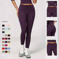 Fitness Leggings High Rise Hip Lift Brushed Soft Material For Ladies Outdoor Elastic Slim Fit Outer Wear Sports Tight Pants