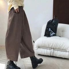 Women's Wide-Leg Pants Oversized Casual Harem Trousers with Pockets