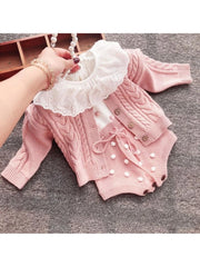 Striped Knit Baby Girl Romper