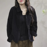 Casual White Corduroy Button Jacket