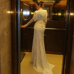 Elegant Ivory Wedding Dresses 2026 Trend Luxury Evening Dresses High Neck Lace Mermaid Bridesmaid Dress Prom Dresses