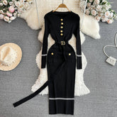 Elegant Rib Knit Pencil Dress