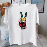 Peace Sign Hand Gesture Cotton T-Shirt