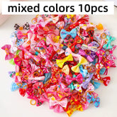 10pcs Creativity Pet Hair Accessories Bow Polyester Cute Puppy Bow with Rubber Band Suitable for Dogs Cat Grooming Accessories