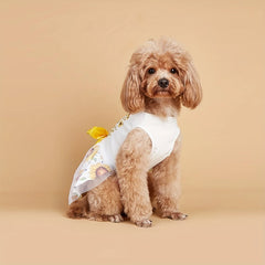 Sunflower Print Puppy Girl Dress