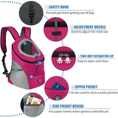New Dog Pet Backpack Carrier Travel Bag Front Pack Breathable Adjustable with Safety Reflective Strips for Hiking Outdoor Cats