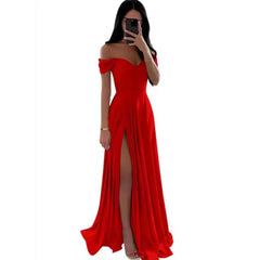 Off Shoulder Satin Bridesmaid Gown