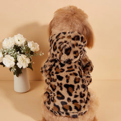 Plush Leopard Ear Dog Hoodie
