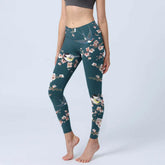 High Waist Yoga Leggings Japanese Style Cherry Blossom Botanical Print Soft Tights Women Fitness Gym Yoga Running Sports Wear