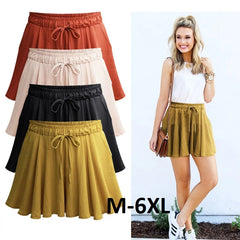 Women Shorts Summer Chiffon Casual Shorts Female Wide Leg Elastic High Waist Shorts Wide Leg Womens Shorts Summer