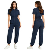 IEFiEL Zip Scrubs Jogger Jumpsuit