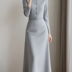Elegant O-Neck A-Line Midi Dress