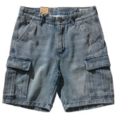 Retro Denim Utility Knee Shorts
