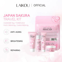 Sakura Skin Care Set facial Cleanser,Serum,Toner,Sunscreen,facial cream Beauty skin care For Women Gifts Routine Travel Kit