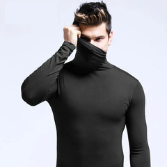 Slim Black Turtleneck Tee Men