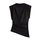 Asymmetrical Back Zipper Slim Top