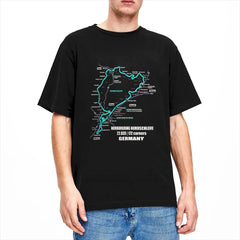 Men T-Shirt Nürburgring Nordschleife Germany Track Map Photographic Blue Print T Shirts Trending Beach Tees Casual 1Cotton Tops