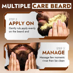 Men's Sandalwood Beard Care Balm Tame Unruly Hairs, Deeply Cleanse & Moisturize Dry Beards, Promote Healthie Thicker Facial Hair