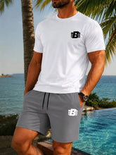 Men's 2-Piece Tracksuit Casual Sportswear Set Short Sleeve T-Shirt + Shorts Quick Dry Breathable Gym Fitness Running Outfit