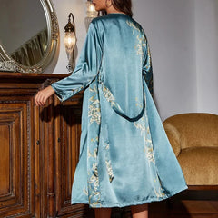 2-pcs Women's Nightgown Women's Pajamas Satin Dress Sexy Slip Dress Women's Silk Robe Satin Woman Nightie Home Suit for Women
