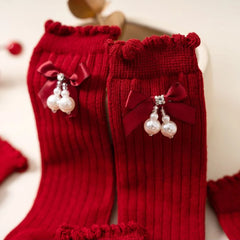 Sparkly Bow Baby Knee Socks