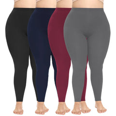 1XL-5XL Womens Leggings High Elastic Solid Color Nine Points Trousers Up To 300 Lbs