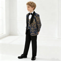 Navy Floral Boys Formal Suit