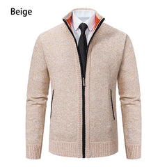 Stand Collar Fleece Zip Cardigan