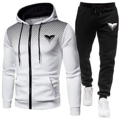 Men's Tracksuit Zipper Coat and Black Sweatpants Outdoor Casual Sporty Hoodie Jogging Suit Male Autumn Training Set Sweatshirts
