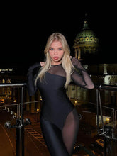 Midnight Mesh Zipper Tight Jumpsuit
